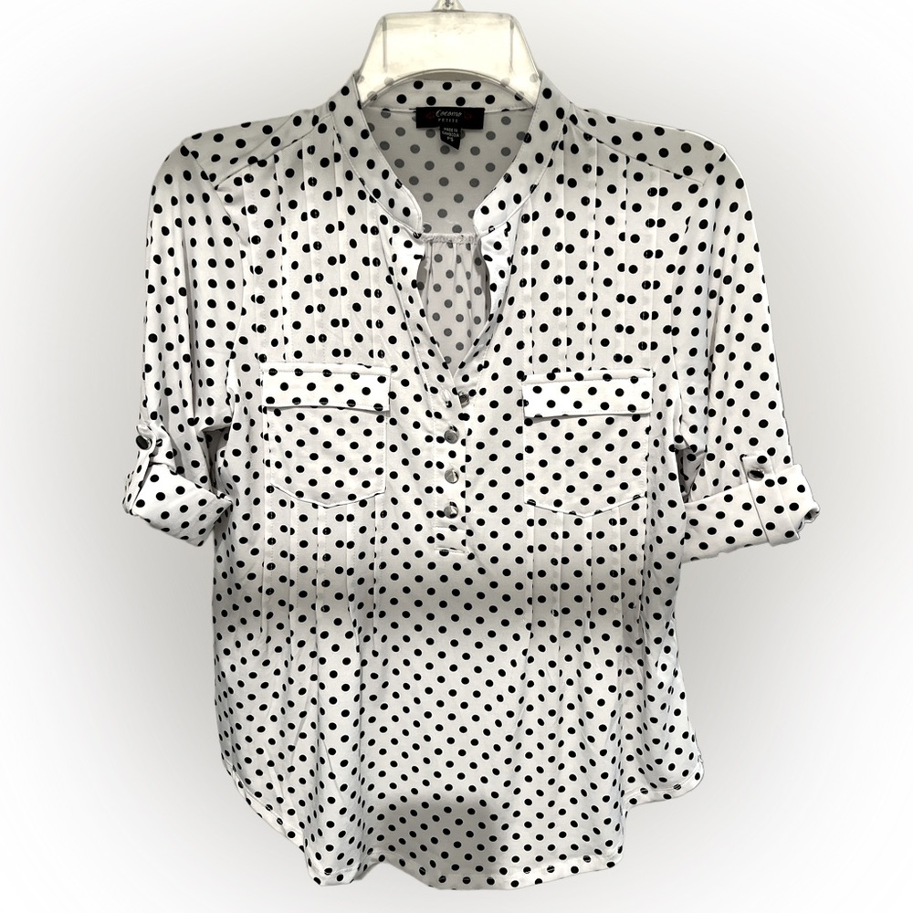 Polka dot shirt. White with black polka dots